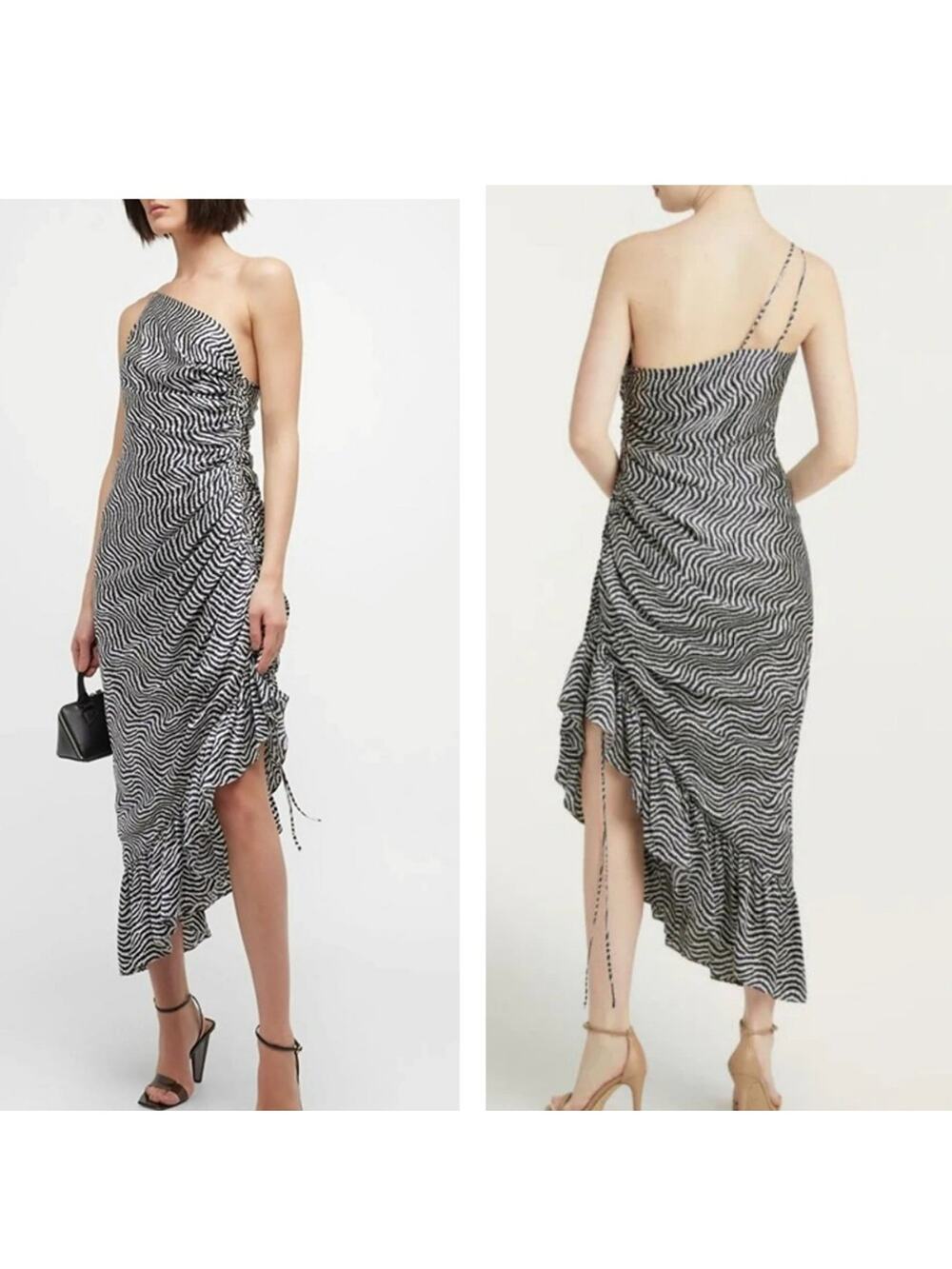 Cinq a sept christel dress Sz 10 100% silk midi cocktail side zipper A43N